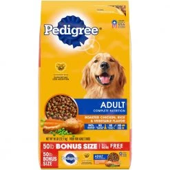 Pedigree Adult Complete Nutrition Roasted Chicken, Rice and Vegetable Flavor Dog Food - 50 lb