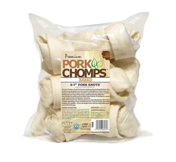 Scott Pet Pork Chomps Baked 6-7" Pork Knotz, 6 count 1 Scott Pet Pork Chomps Baked 6-7" Pork Knotz, 6 count