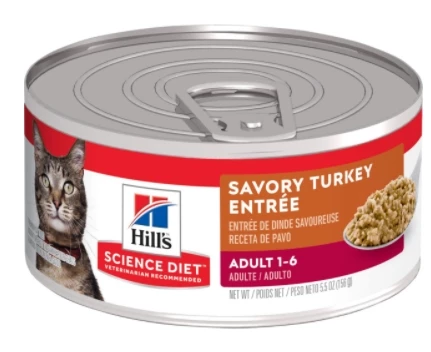 Hill's Science Diet Adult Savory Turkey Entrée Cat Food 5.5oz 1 Hill's Science Diet Adult Savory Turkey Entrée Cat Food 5.5oz