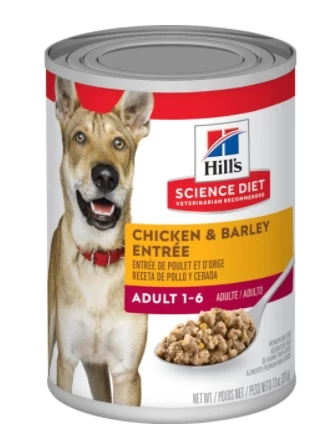 Hill's Science Diet Adult Chicken & Barley Entrée dog food 13oz 1 Hill's Science Diet Adult Chicken & Barley Entrée dog food 13oz