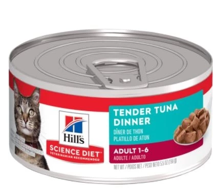 Hill's Science Diet Adult Tender Tuna Dinner cat food 5.5 oz 1 Hill's Science Diet Adult Tender Tuna Dinner cat food 5.5 oz