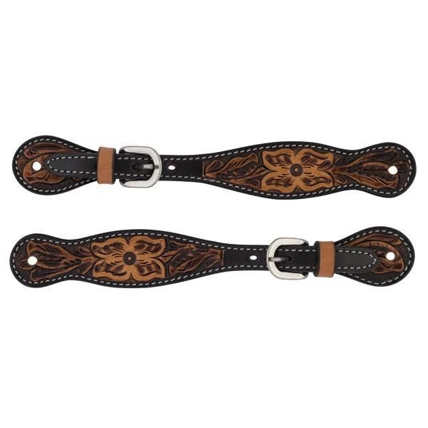 Weaver Leather Turquoise Cross Floral Tooled Spur Straps, Ladies 1 Weaver Leather Turquoise Cross Floral Tooled Spur Straps, Ladies