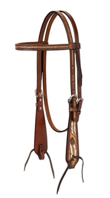 Weaver Turquoise Cross Coco Feather Browband Headstall 1 Weaver Turquoise Cross Coco Feather Browband Headstall