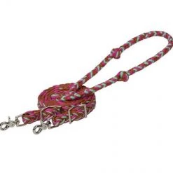 Weaver Leather 3/4" x 8' EcoLuxe™ Bamboo Flat Barrel Reins, Raspberry/Biscay Green/Cinnamon