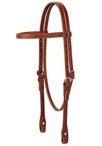 Weaver Skirting Leather Browband Headstall, Brown 1 Weaver Skirting Leather Browband Headstall, Brown