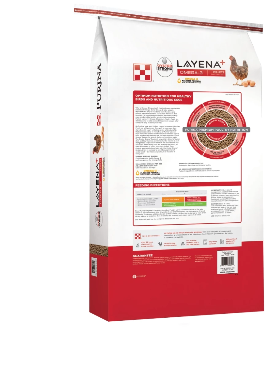 Purina Layena Plus Omega-3 Poultry Feed - 40 lbs - Image 2