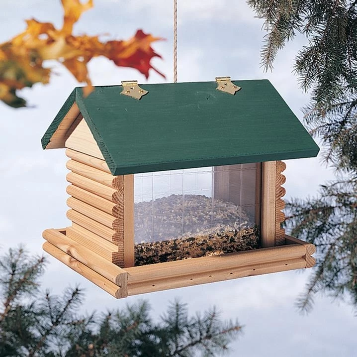 North States Large Hanging Log Cabin Birdfeeder 1 North States Large Hanging Log Cabin Birdfeeder