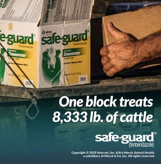 Safe-Guard Medicated Cattle De-Wormer En-Pro-Al Molasses Block, 25 lb. 3 Safe-Guard Medicated Cattle De-Wormer En-Pro-Al Molasses Block, 25 lb. - Image 3