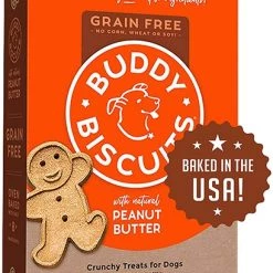 Buddy Biscuits Peanut Butter Grain Free Oven Baked Crunchy Dog Treats – 14 oz