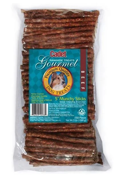 Cadet 5” Beef Hide Munchy Sticks, Beef Flavor – 150 Count 1 Cadet 5” Beef Hide Munchy Sticks, Beef Flavor – 150 Count