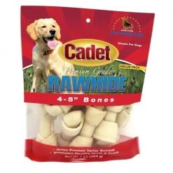 Cadet 4”- 5” Beef Hide Knotted Bones – 1 lb