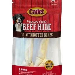 Cadet 10” – 11” Beef Hide Knotted Bones – 2 Pack