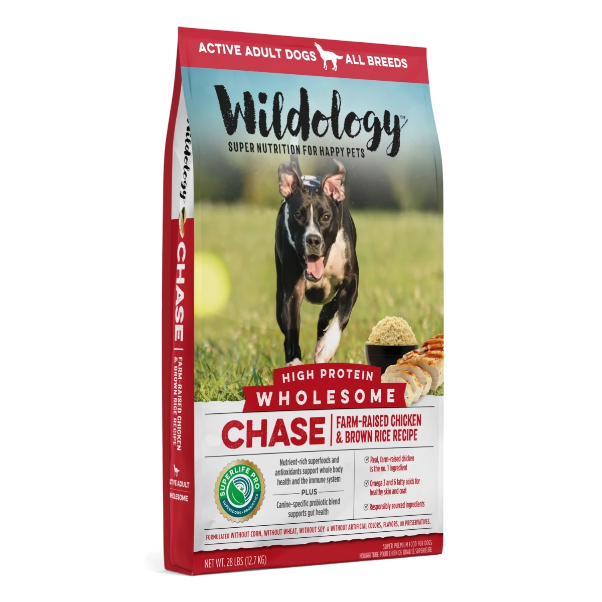 Wildology CHASE Active Adult Farm-Raised Chicken & Brown Rice Dog Food, 28lb. bag 1 Wildology CHASE Active Adult Farm-Raised Chicken & Brown Rice Dog Food, 28lb. bag