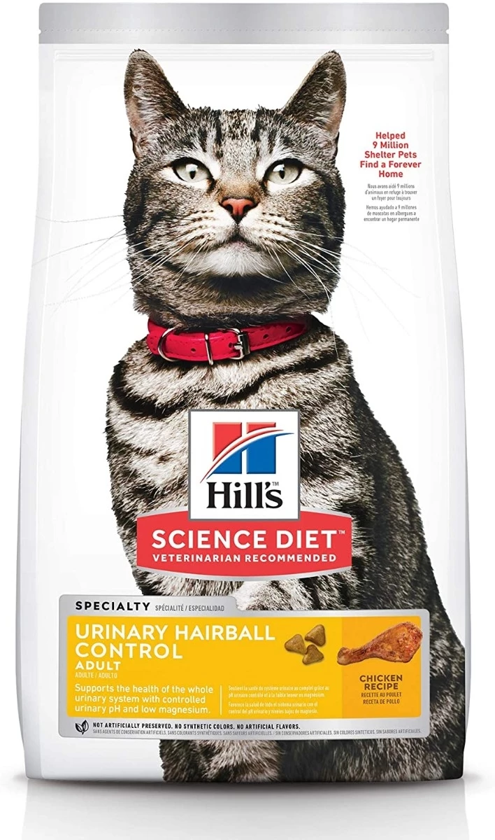 Hill's Science Diet Dry Cat Food, Adult, Urinary and Hairball Control, Chicken Recipe - 7 lbs. 1 Hill's Science Diet Dry Cat Food, Adult, Urinary and Hairball Control, Chicken Recipe - 7 lbs.