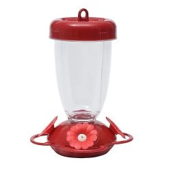 Perky-Pet® “Perky’s Finest” Red Flower Top Fill Plastic Hummingbird Feeder - 16 oz Nectar Capacity